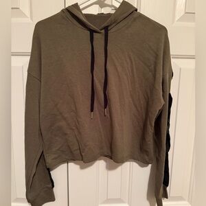 Olive Green Cropped Hoodie